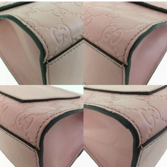 GUCCI Ssima GG Logo Padlock Leather Chain Shoulder Bag Pink - Picture 6 of 8